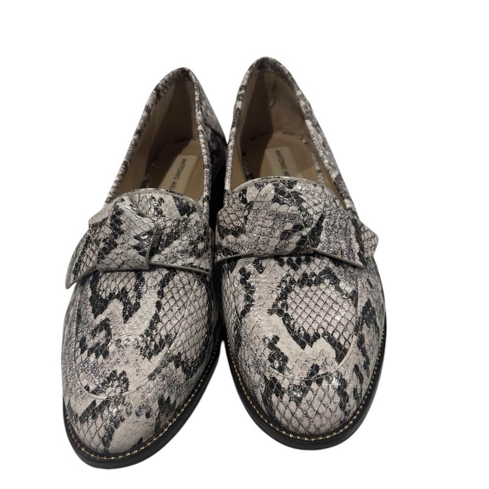 Antonio Melani, the Darleane Knotted Loafers in Snakeskin Print NWOB